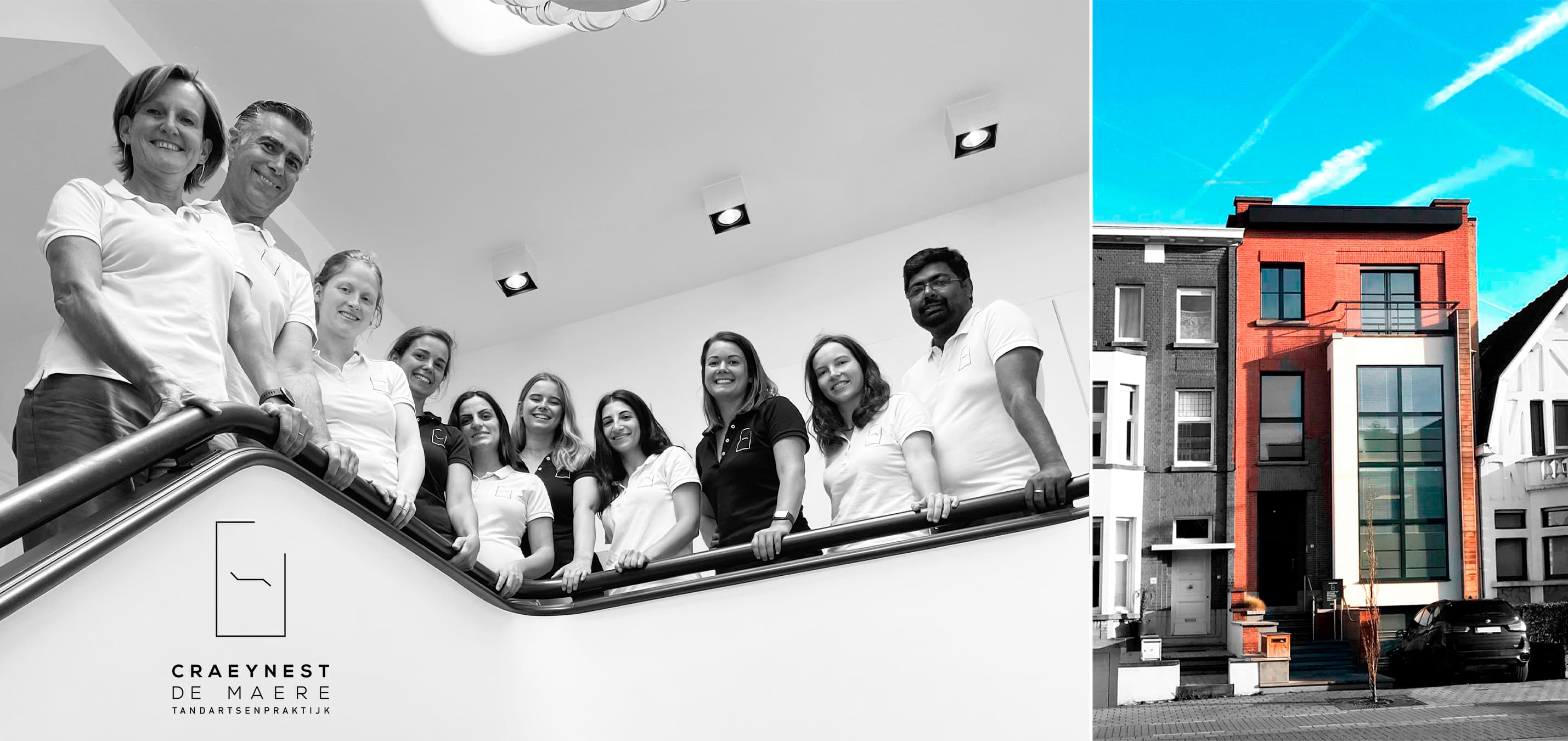 Ons team: vlnr Philippe Craeynest, Mia De Maere, Elena Evangelou, Marie Claeys, Nele Verplanken, Helena Desnijder, Jana Rommens